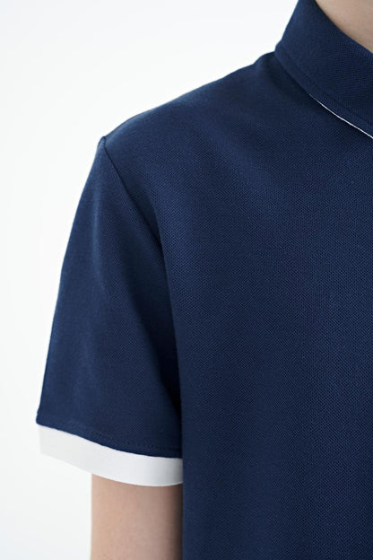 Indigo Logo Embroidered Standard Fit Polo Collar Boys T-Shirt - 11083