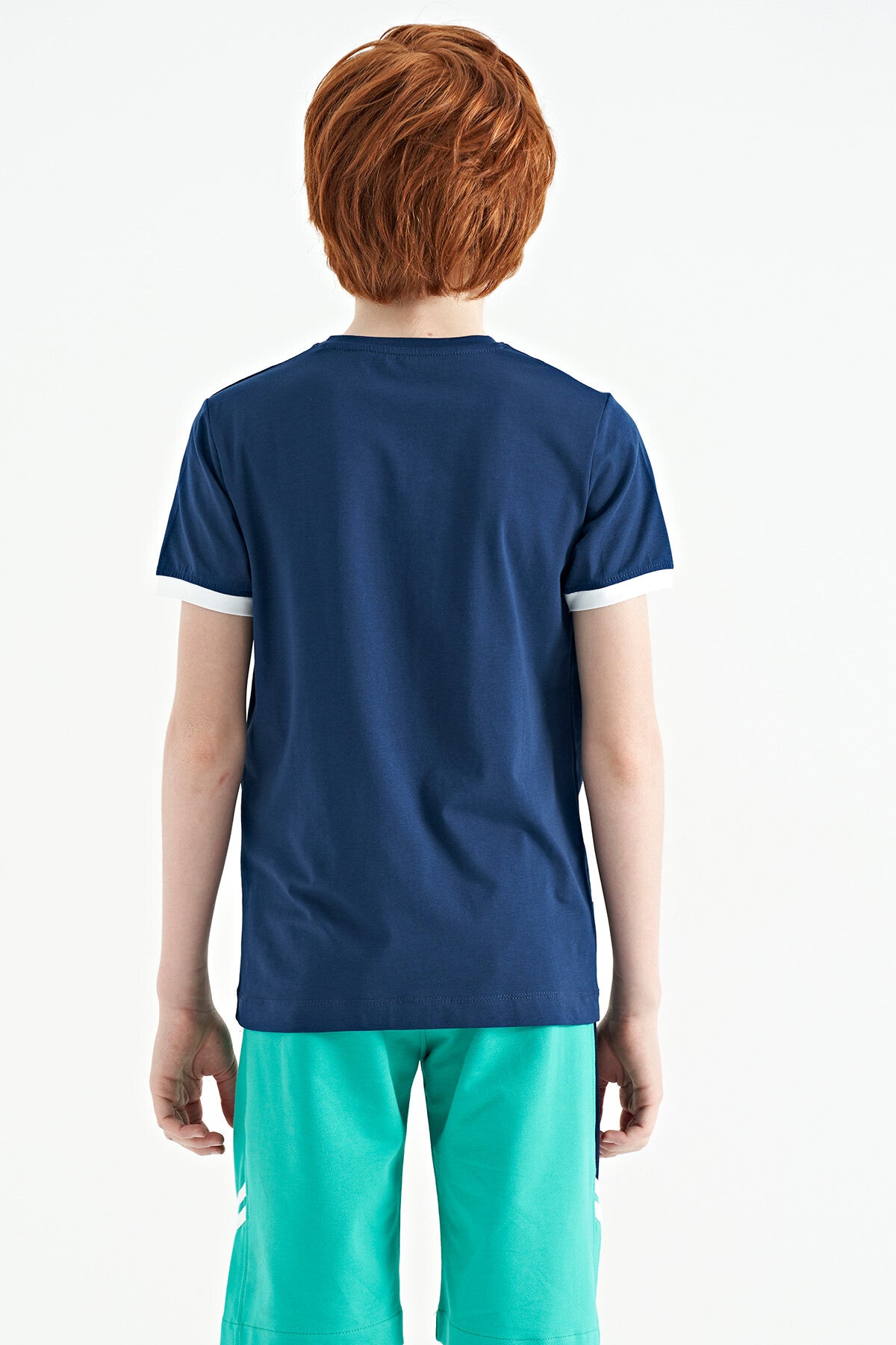 Indigo Minimal Print Standard Fit O Collar Boys T-Shirt - 11132