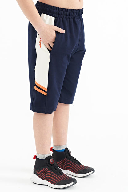 Indigo Embroidered Pattern Laced Standard Fit Boys Shorts - 11124