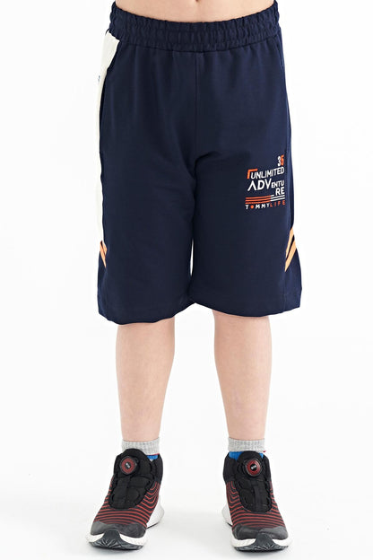 Indigo Embroidered Pattern Laced Standard Fit Boys Shorts - 11124