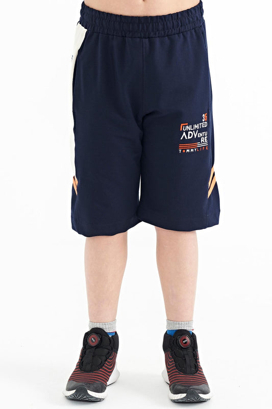Indigo Embroidered Pattern Laced Standard Fit Boys Shorts - 11124