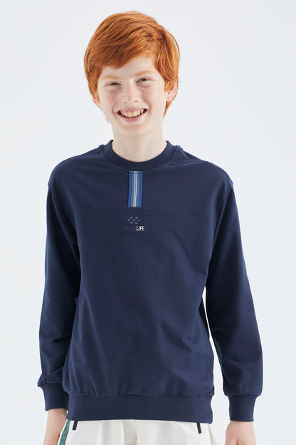 Indigo O Collar Boys' Sweatshirt - 11178
