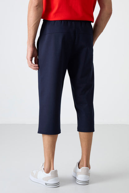 Indigo Front Pocket Detailed Standard Fit Classic Hem Men's Capri - 83092
