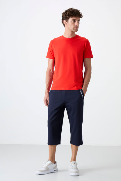 Indigo Front Pocket Detailed Standard Fit Classic Hem Men's Capri - 83092