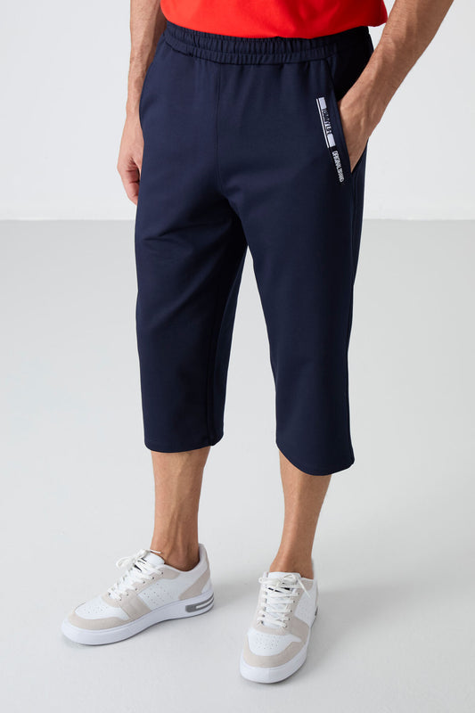Indigo Front Pocket Detailed Standard Fit Classic Hem Men's Capri - 83092