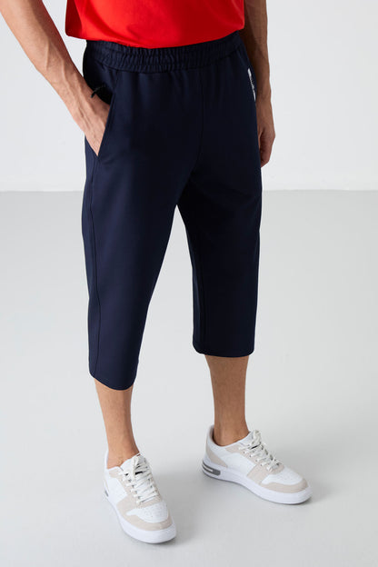 Indigo Front Pocket Detailed Standard Fit Classic Hem Men's Capri - 83092