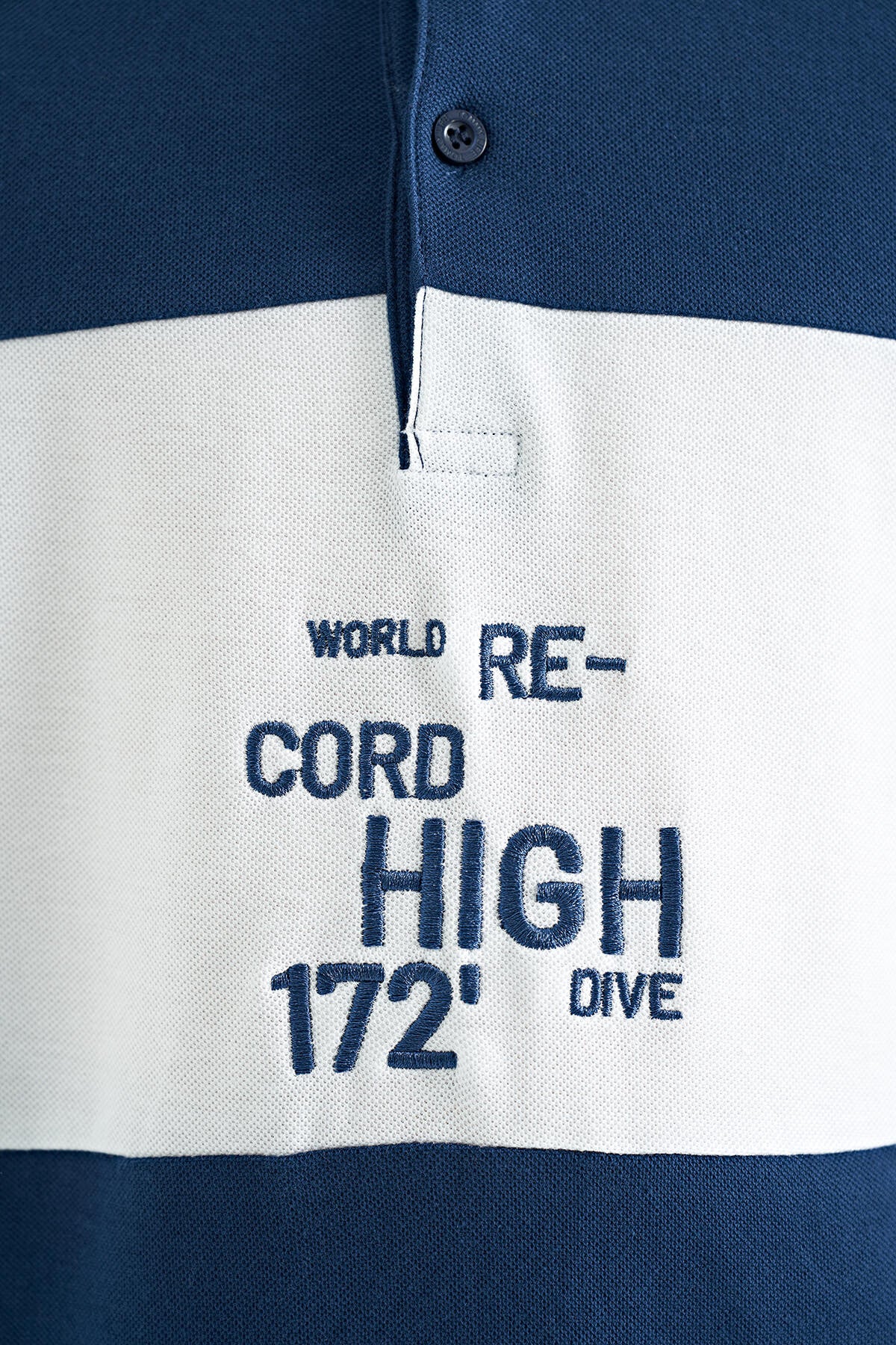 Indigo Color Gradient Embroidered Detailed Standard Pattern Polo Collar Boys T-Shirt - 11110