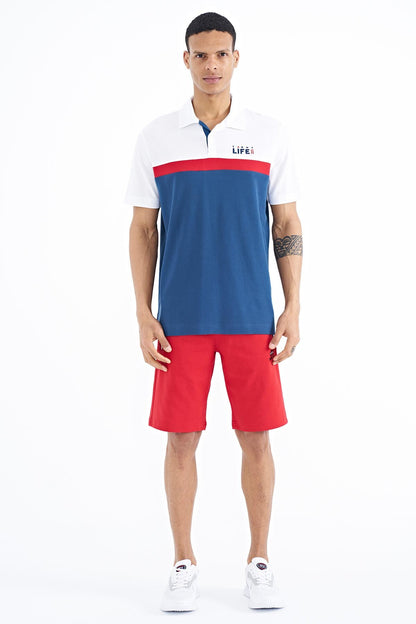 Indigo Color Gradient Polo Collar Standard Fit Men's T-shirt - 88238