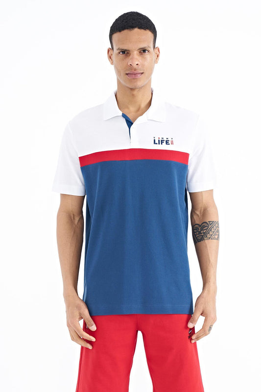 Indigo Color Gradient Polo Collar Standard Fit Men's T-shirt - 88238