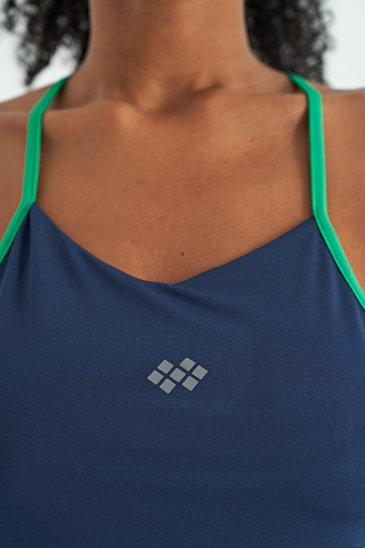Indigo Back Cross Strap Detailed Standard Fit Women's Sports Singlet - 97261