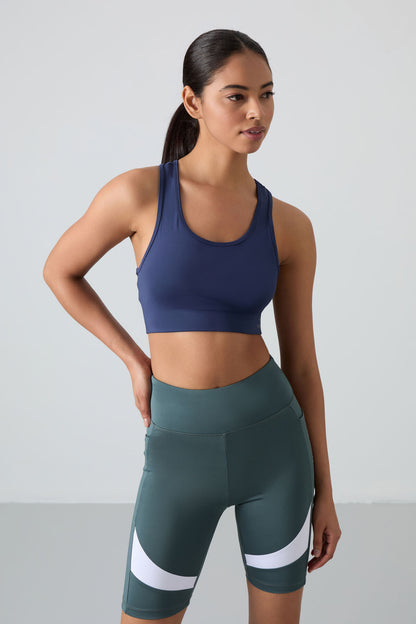 Indigo Back Detailed Narrow Fit U Collar Women's Sports Bustier - 97120