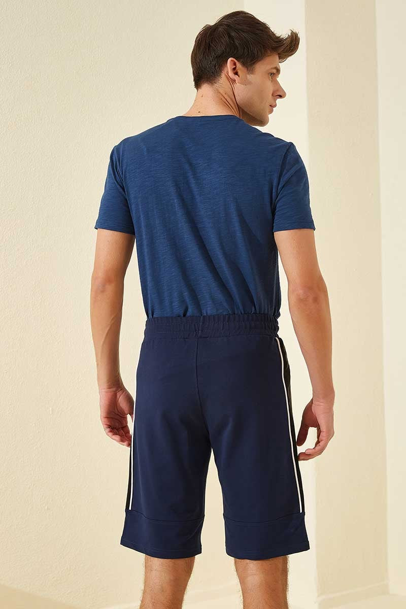 Indigo Side Striped Standard Fit Men's Shorts - 81148