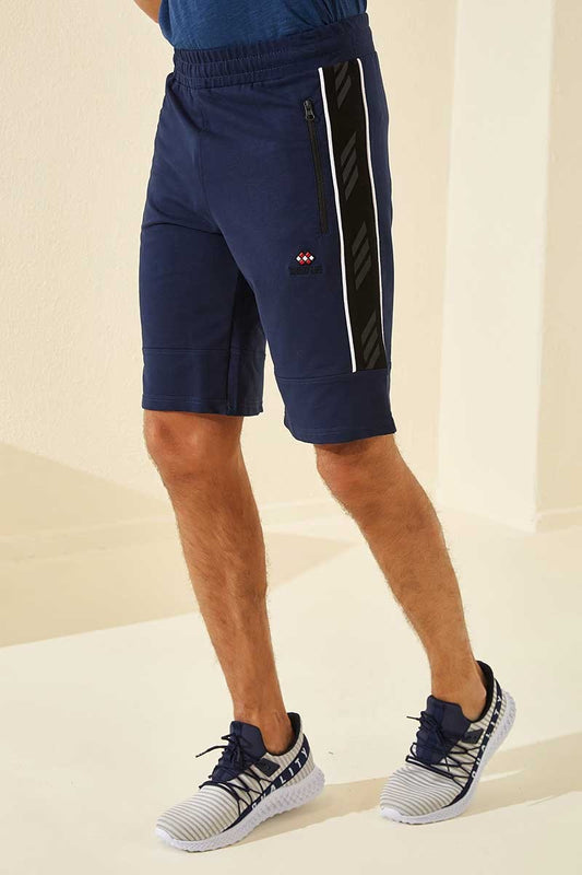 Indigo Side Striped Standard Fit Men's Shorts - 81148