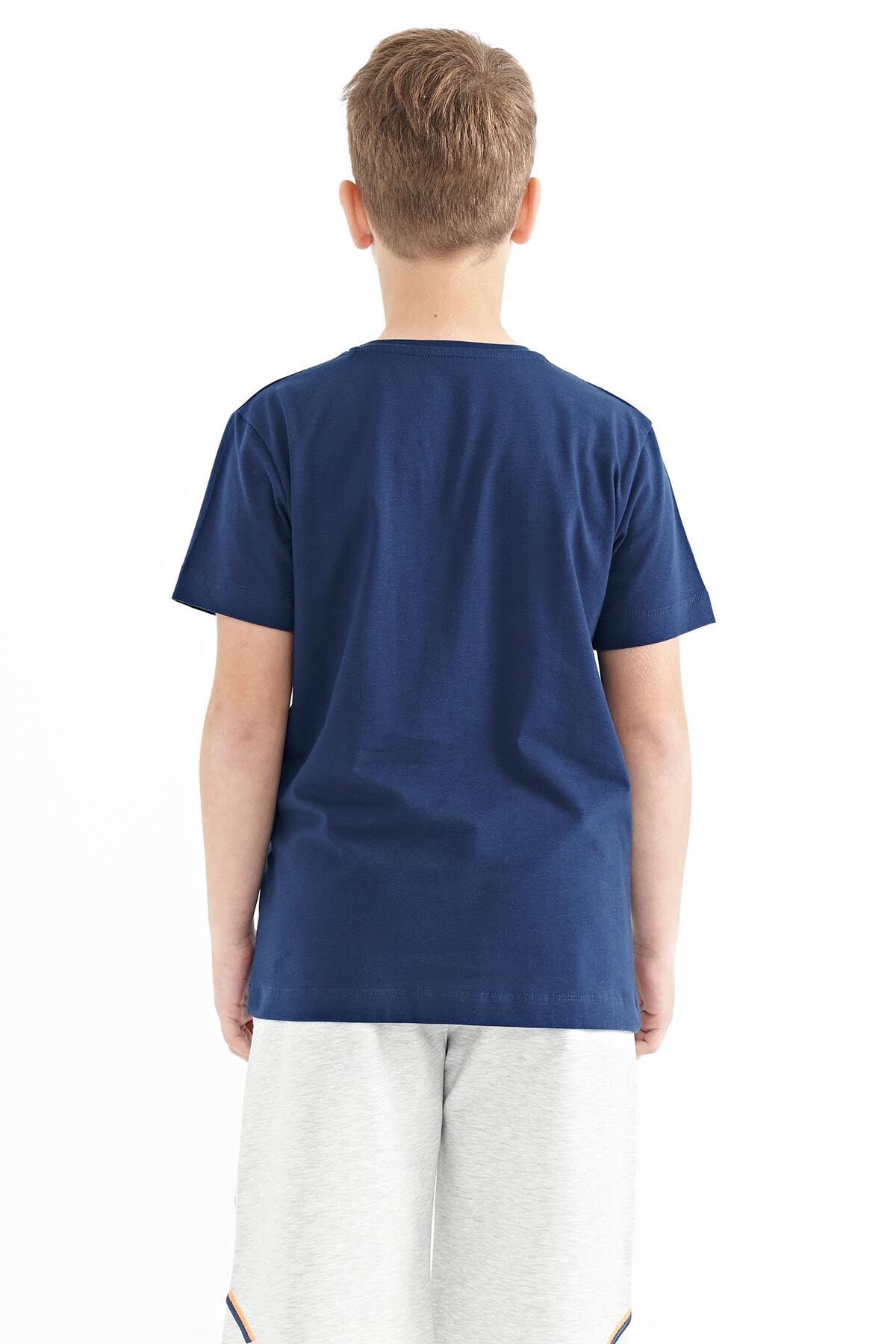 Indigo Print O Collar Standard Fit Boys' T-Shirt - 11100