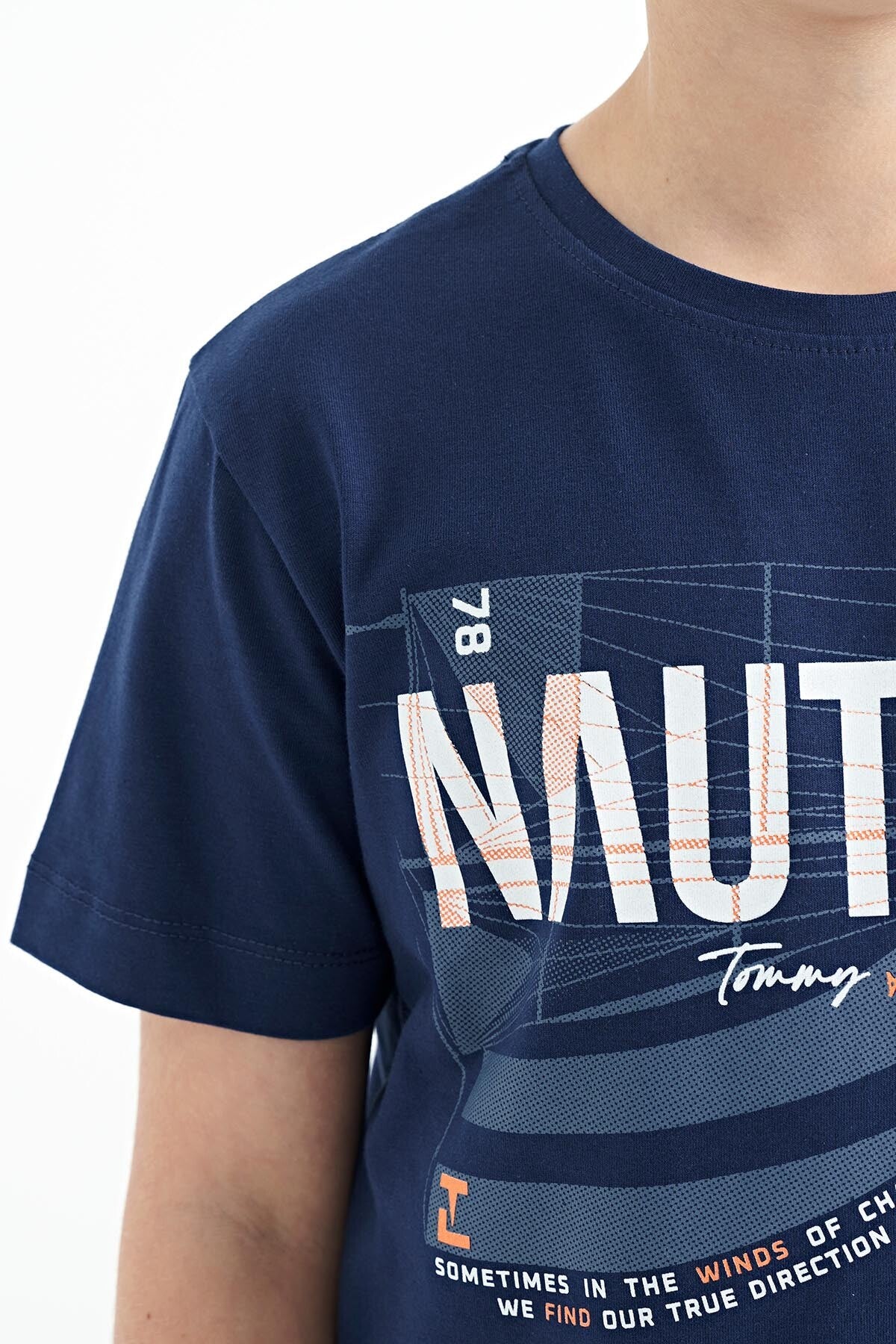 Indigo Print O Collar Standard Fit Boys' T-Shirt - 11100