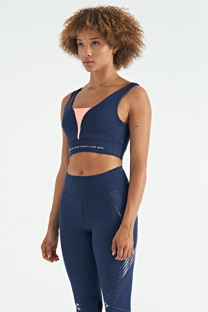 Indigo Print Color Block Slim Fit Scuba Fabric Women's Bustier - 97271