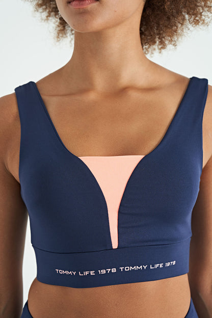 Indigo Print Color Block Slim Fit Scuba Fabric Women's Bustier - 97271