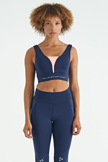 Indigo Print Color Block Slim Fit Scuba Fabric Women's Bustier - 97271