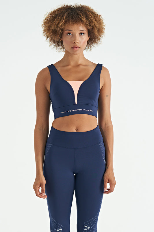 Indigo Print Color Block Slim Fit Scuba Fabric Women's Bustier - 97271