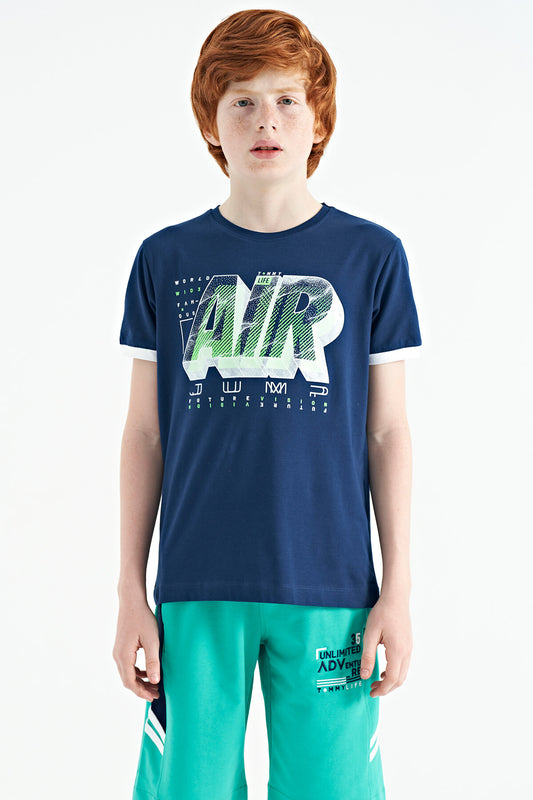 Indigo Print Standard Fit O Collar Boys T-Shirt - 11098