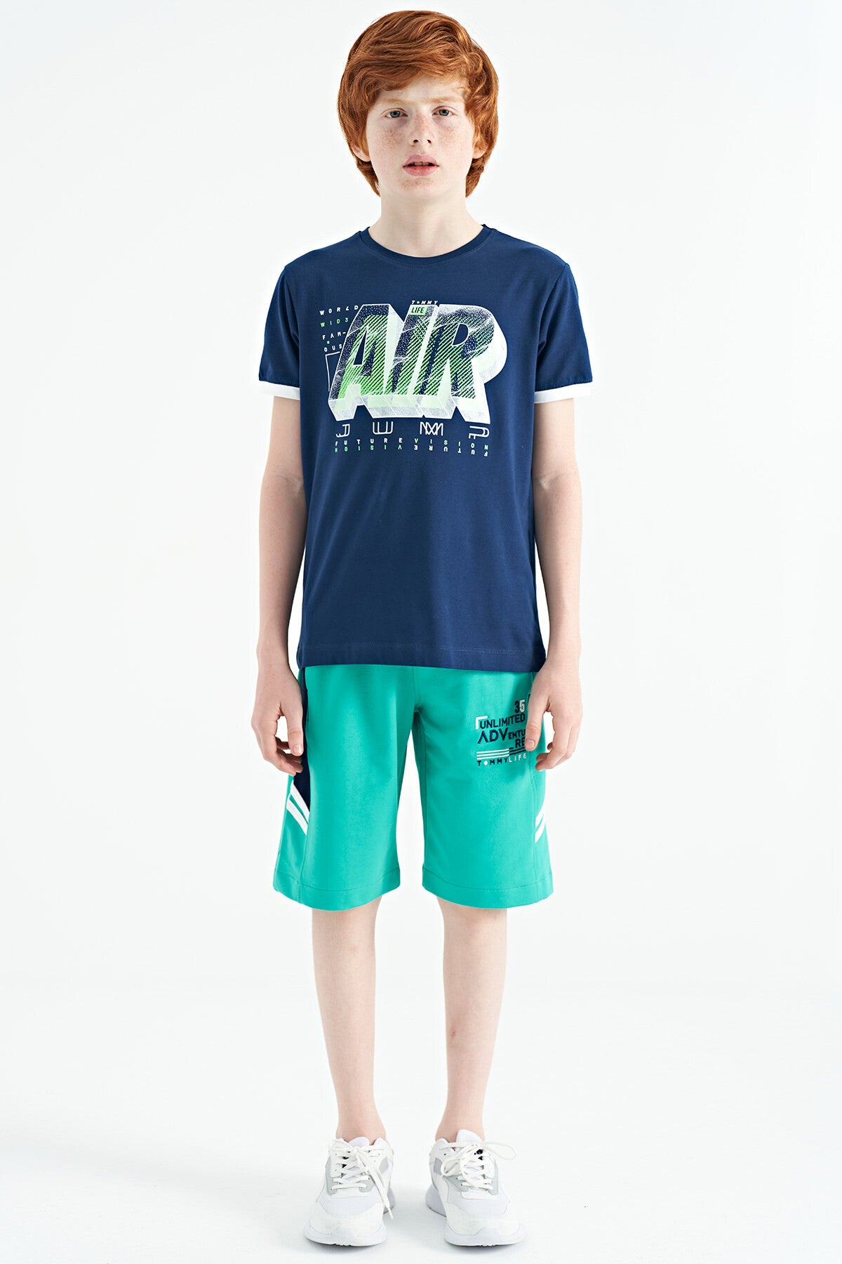 Indigo Print Standard Fit O Collar Boys T-Shirt - 11098