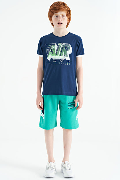 Indigo Print Standard Fit O Collar Boys T-Shirt - 11098