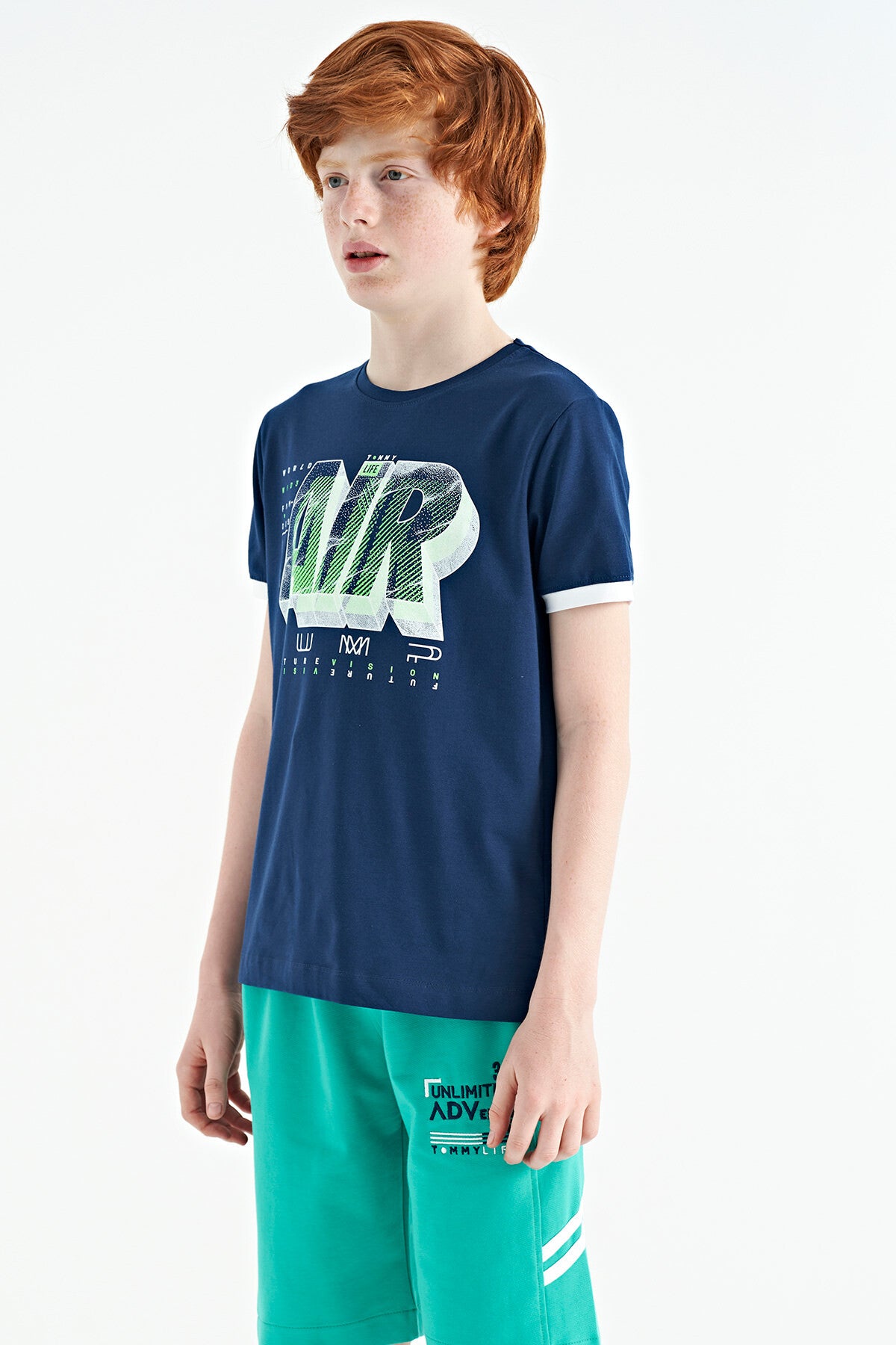 Indigo Print Standard Fit O Collar Boys T-Shirt - 11098