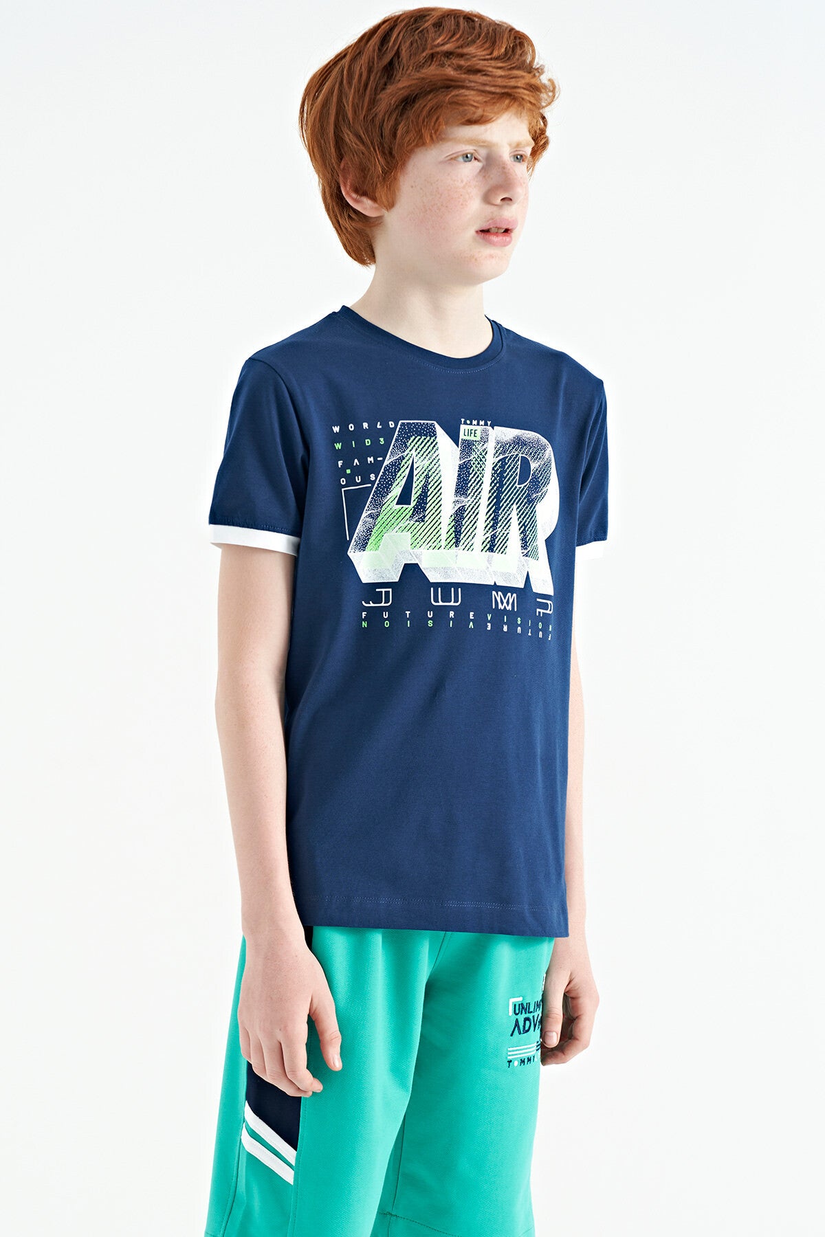 Indigo Print Standard Fit O Collar Boys T-Shirt - 11098