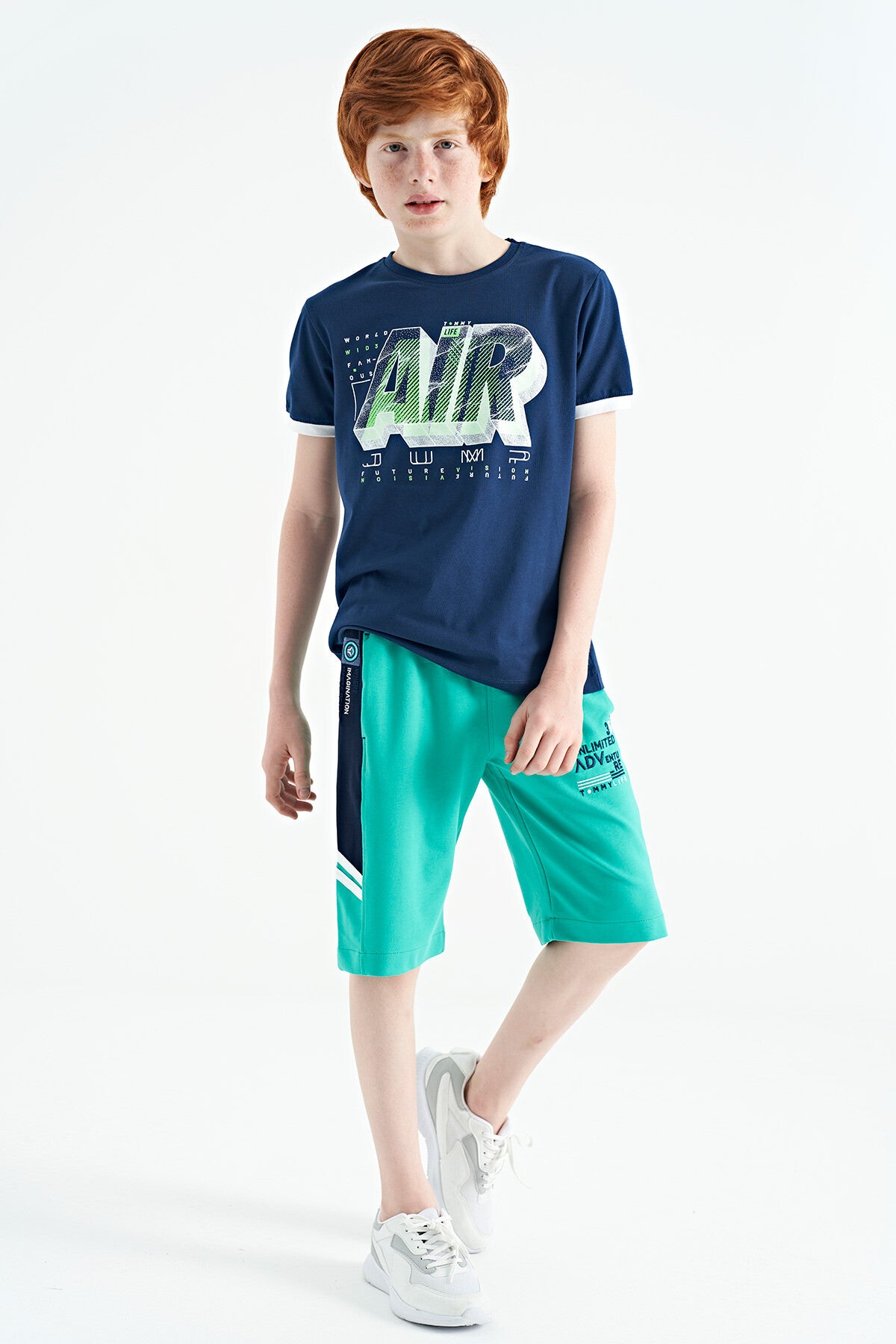 Indigo Print Standard Fit O Collar Boys T-Shirt - 11098