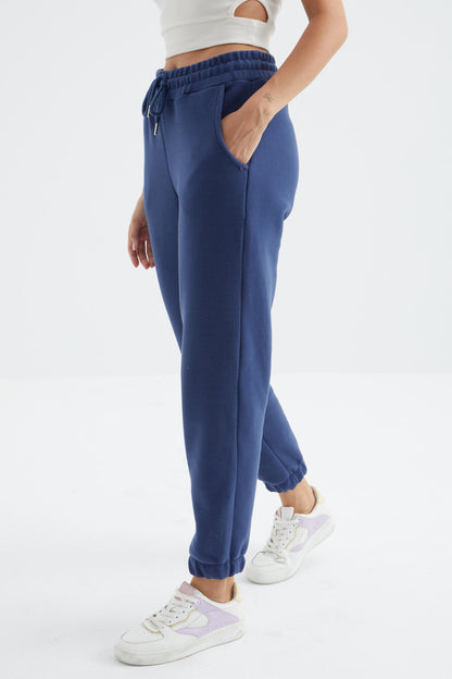 Indigo High Waist Basic Laced Jogger Polar Women's Tracksuit Bottom - 94622