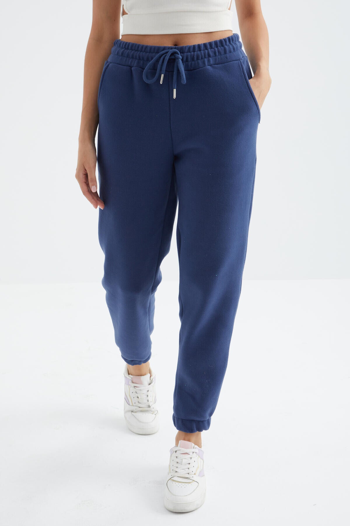 Indigo High Waist Basic Laced Jogger Polar Women's Tracksuit Bottom - 94622