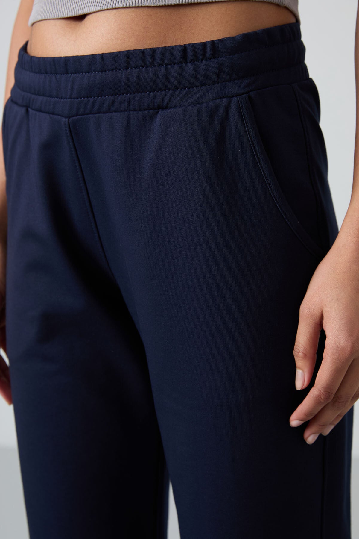 Indigo High Waist Elastic Comfort Fit Classic Leg Women's Tracksuit Bottom - 94584
