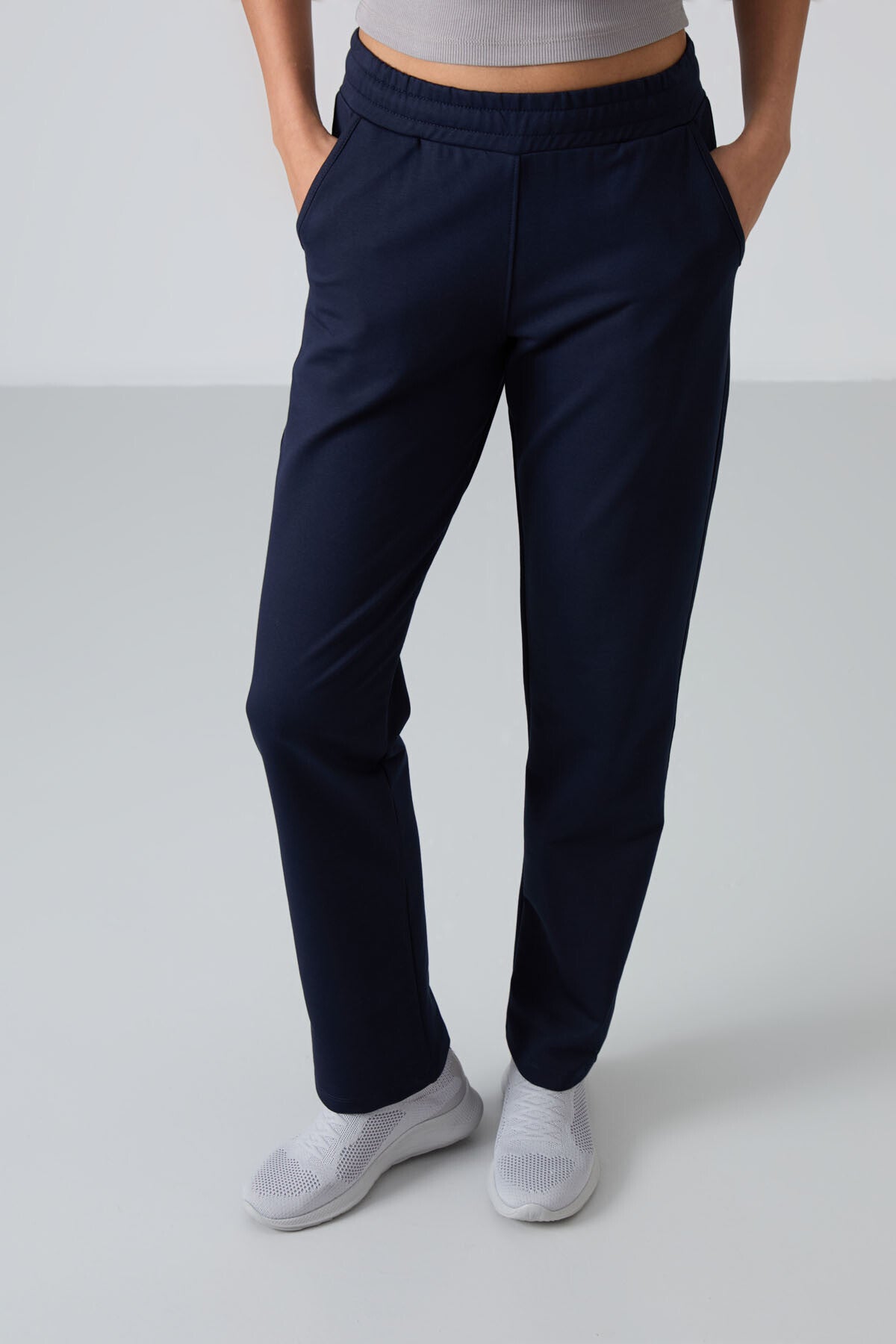Indigo High Waist Elastic Comfort Fit Classic Leg Women's Tracksuit Bottom - 94584