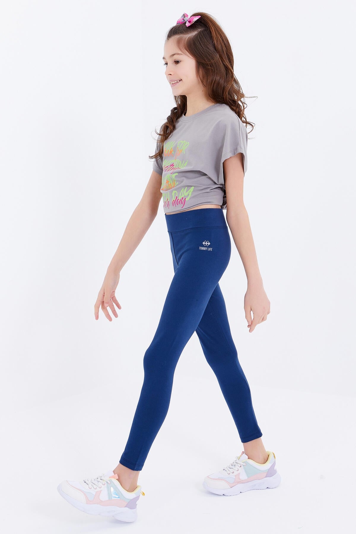 Indigo High Waist Slim Leg Girls' Tights - 75047
