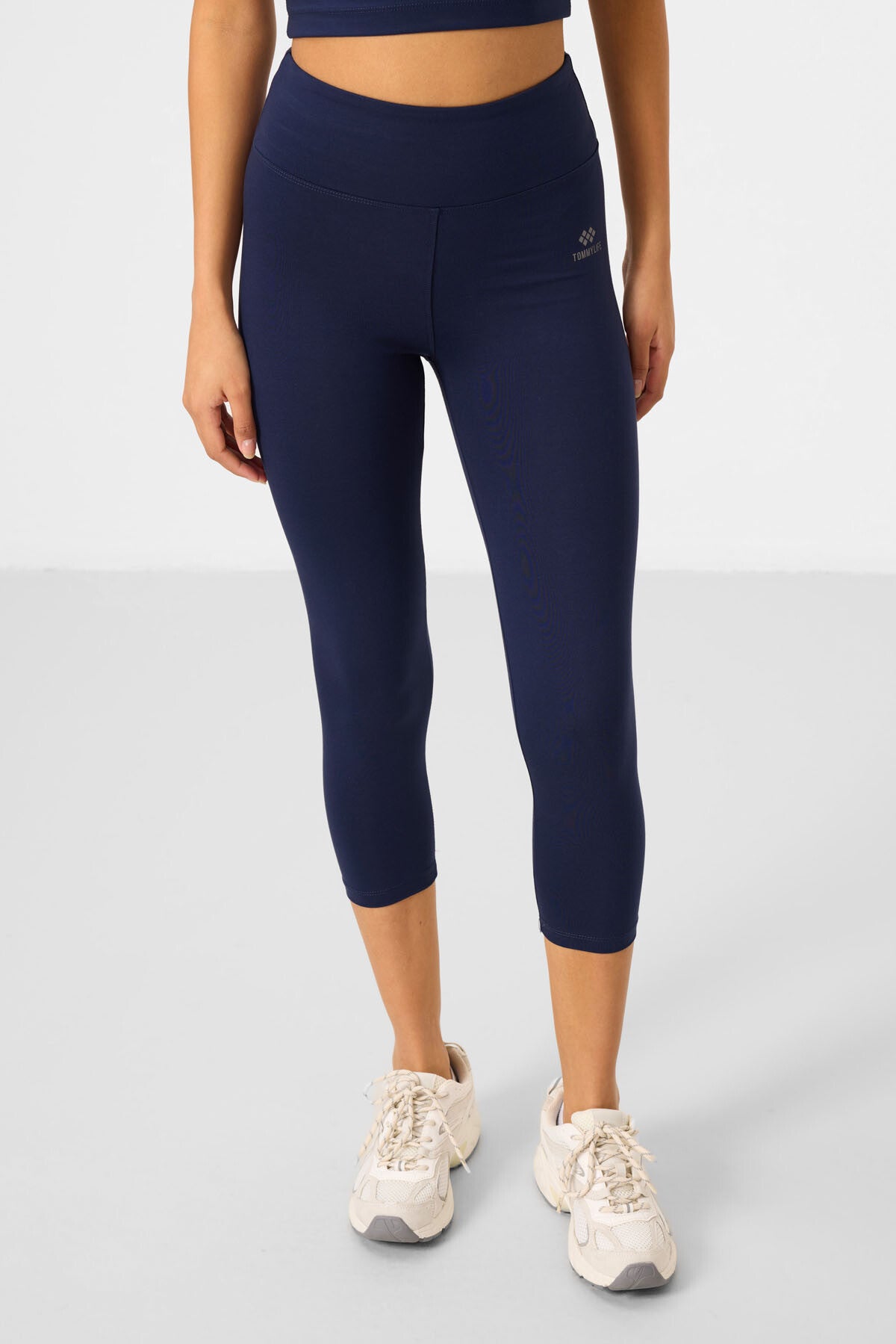 Indigo high waist capri crop t-shirt slim fit women tights set - 95285