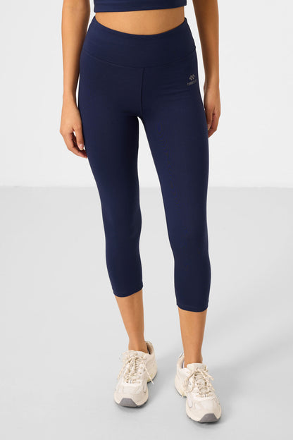 Indigo high waist capri crop t-shirt slim fit women tights set - 95285