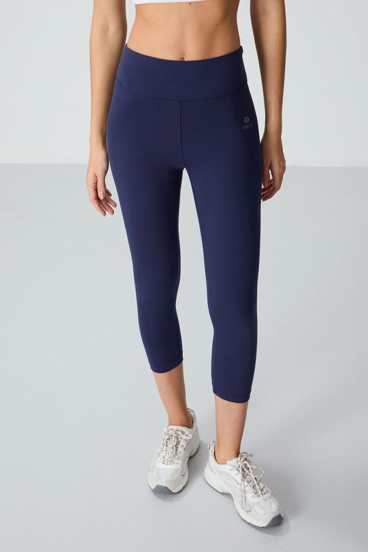 Indigo High Waist Slim Fit Narrow Leg Women's Capri Tights - 93097