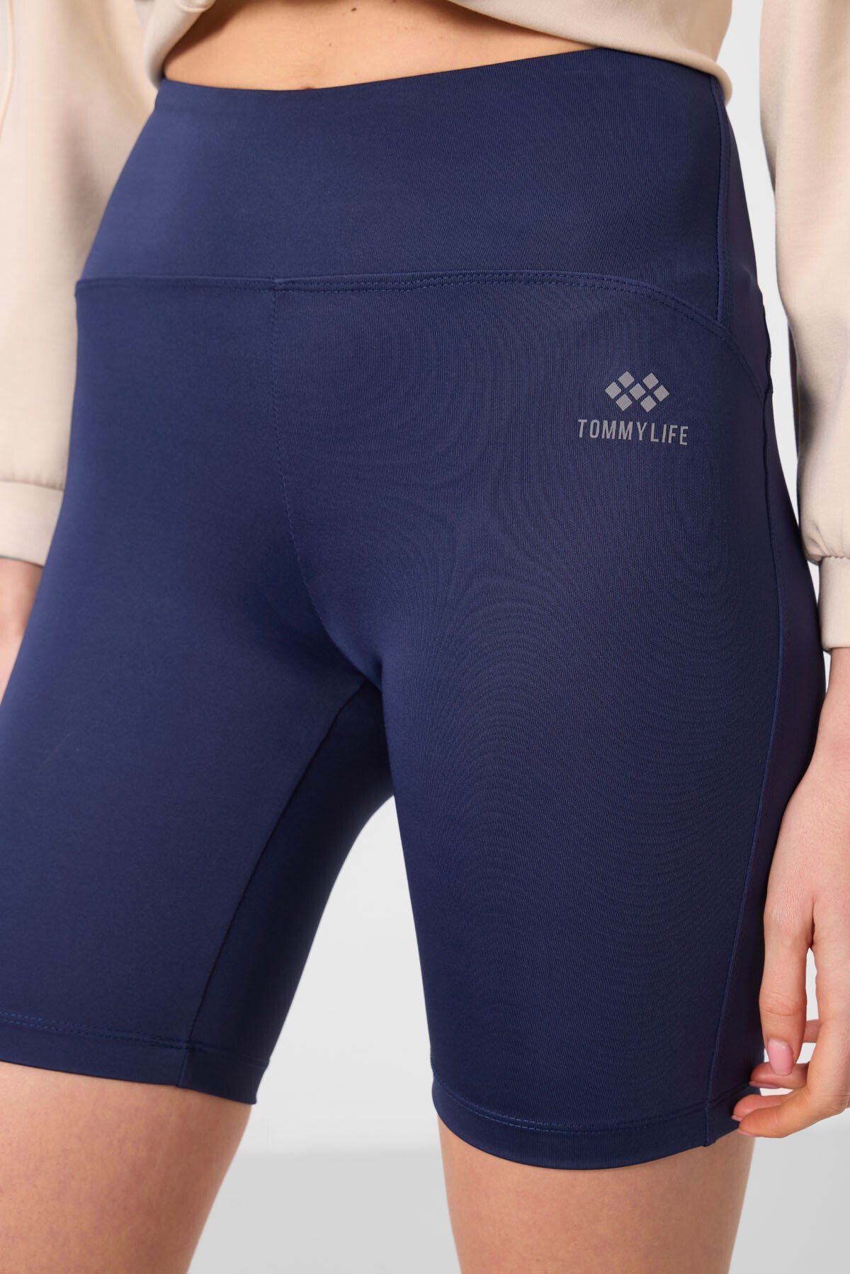 Indigo High Waist Wrap-up Short Biker Women's Tights - 91007