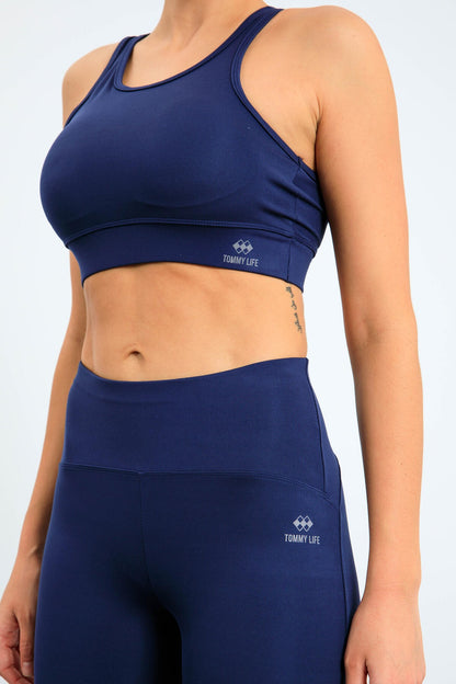 Indigo High Waist Wrap-up Slim Fit Bustier Biker Women's Tights Set - 95303