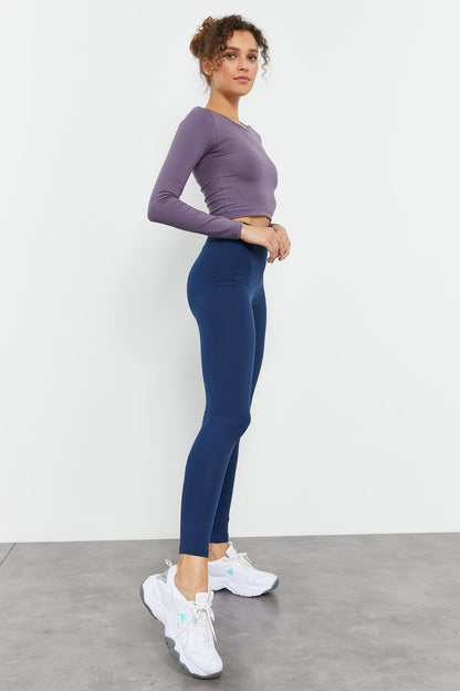 Indigo High Waist Wrap-up Slim Fit Tapered Leg Women's Tights - 94011