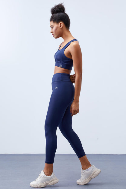 Indigo High-Waisted Shaping Back Detailed Slim Fit Bustier Women's Tights Set - 95281