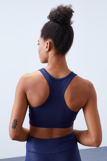 Indigo High-Waisted Shaping Back Detailed Slim Fit Bustier Women's Tights Set - 95281