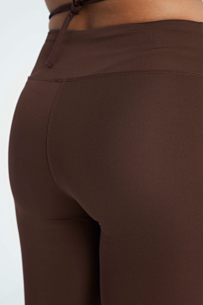 Brown Logo Print Detailed High Waist Scuba Fabric Slim Fit Women's Tights - 94627