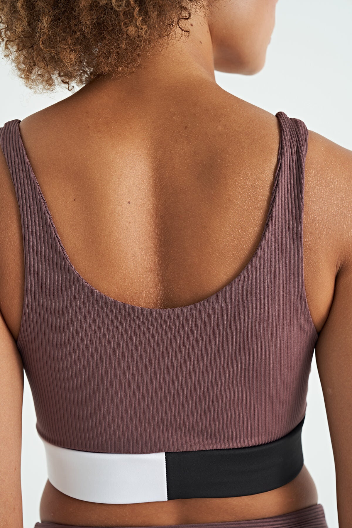 Brown Color Block Logo Print Slim Fit Striped Women's Bustier - 97275