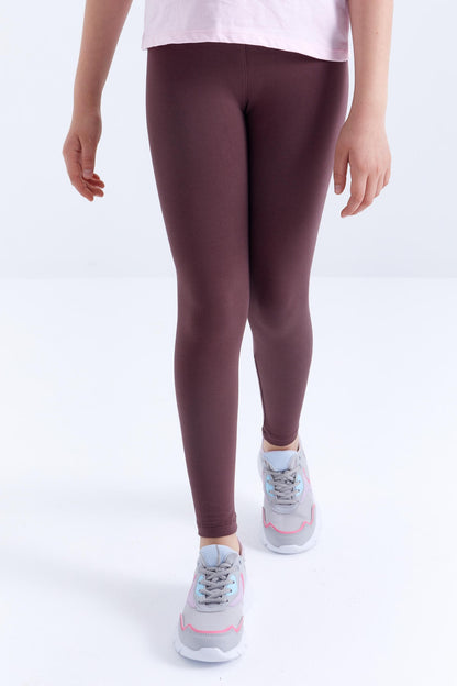 Brown High Waist Slim Leg Girls Tights - 75047