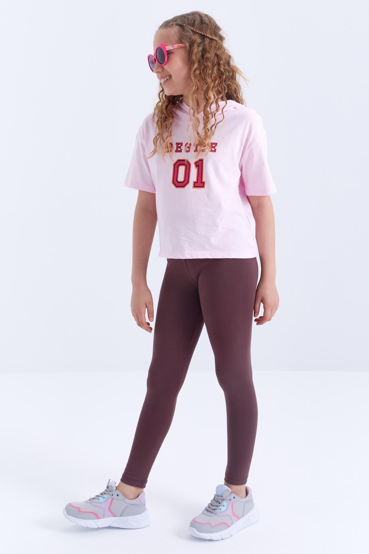 Brown High Waist Slim Leg Girls Tights - 75047