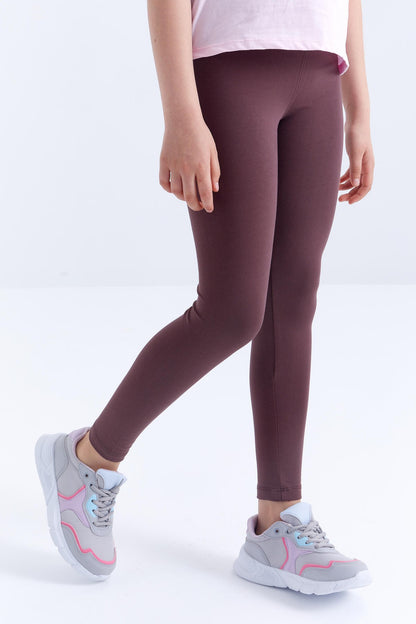 Brown High Waist Slim Leg Girls Tights - 75047
