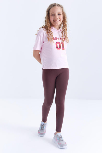 Brown High Waist Slim Leg Girls Tights - 75047