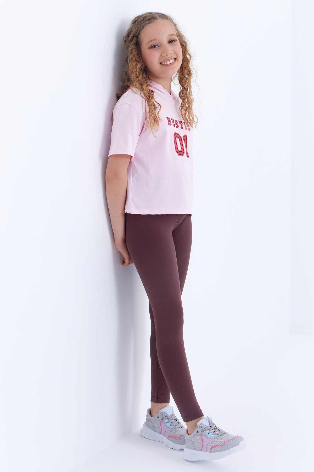 Brown High Waist Slim Leg Girls Tights - 75047