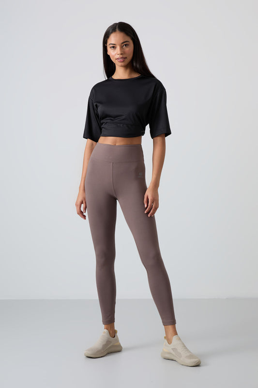 Brown High Waist Wrap-up Slim Fit Skinny Leg Women's Tights - 94011